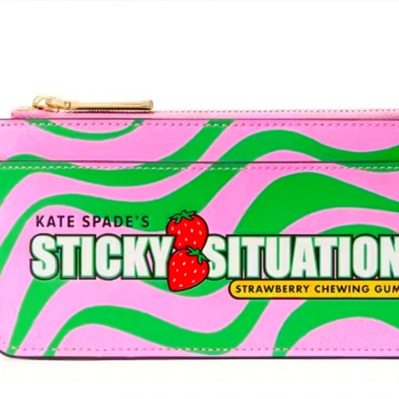 kate spade Accessories - Kate Spade Pink and Green Clutch with Strawberry Motif